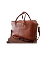 Vintage Leather Office Bag - Aged leather finish with brass fittings